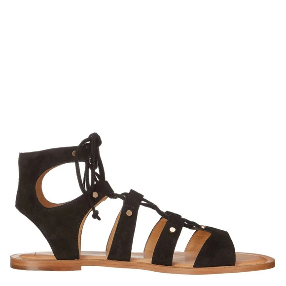 Doice Vita Jasmyn gladiator sandals lace up sz.7 black faux suede - Picture 1 of 5